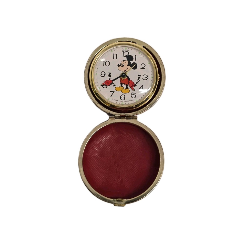 Vintage Mickey Mouse travel alarm clock Walt Disney by‎ Bradley Japan RARE